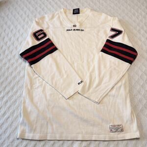 Vintage Polo Jeans Ralph Lauren Mens Large Hockey Rugby Jersey Pullover 67 USA